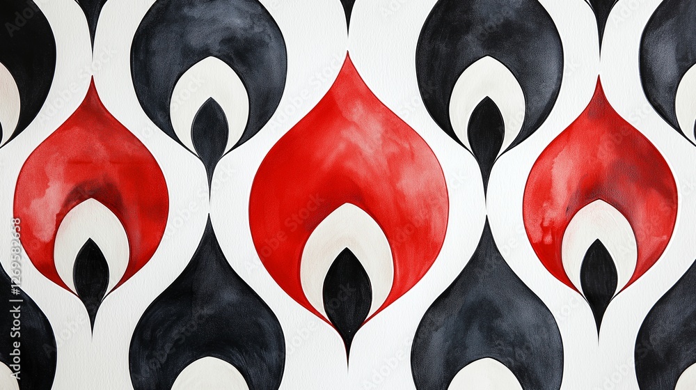 Poster red and black abstract pattern: a captivating abstract pattern featuring a bold and dynamic interpla