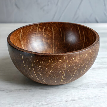 Handcrafted coconut shell bowl with a polished interior for eco-friendly kitchenware