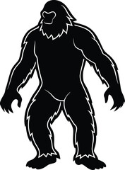 Fototapeta premium bigfoot basketball player silhouette and Silhouettes of Bigfoot walking in various postures, each emphasizing the creature's massive and mythical origins through unique