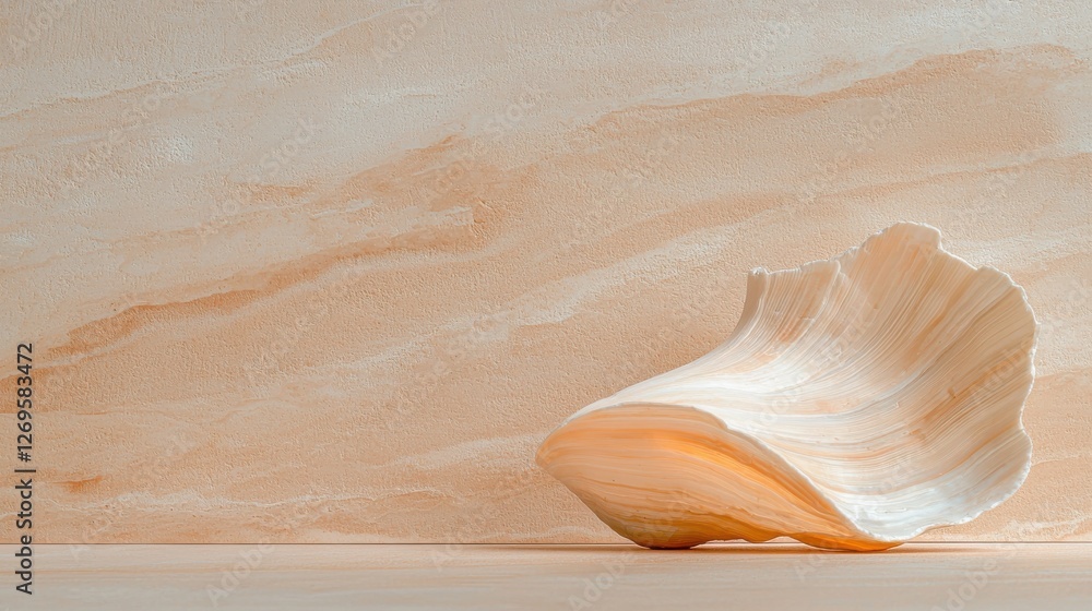 Poster graceful seashell display on smooth sand nature coastal environment close-up view