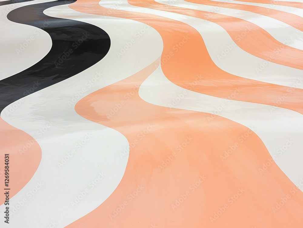 Aufkleber artistic wave patterns on floor modern space abstract design indoor environment top view innovation