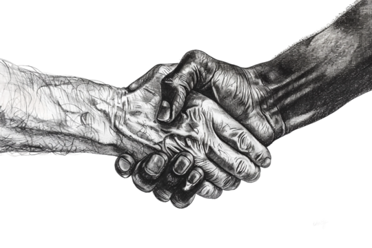 Serene Unity Pencil Drawing Depicting Togetherness Isolated on Transparent Background