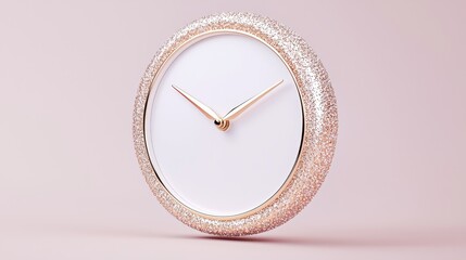 Elegant glitter clock display modern home decor still life photography minimalist environment close-up view