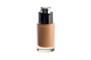 Transparent foundation bottle with liquid foundation inside isolated on transparent background