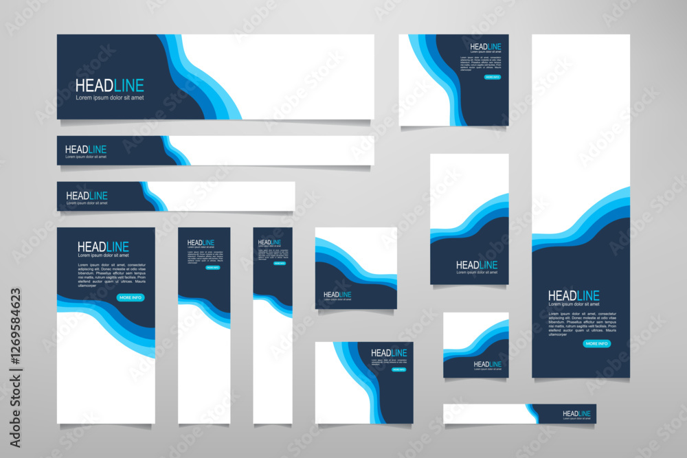 Poster set of promotion kit banner template design with modern and minimalist concept user for web page, ad
