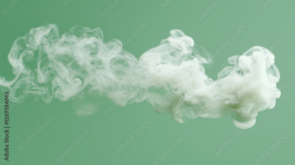 Poster ethereal smoke patterns studio setting abstract imagery soft green background close-up visual art co