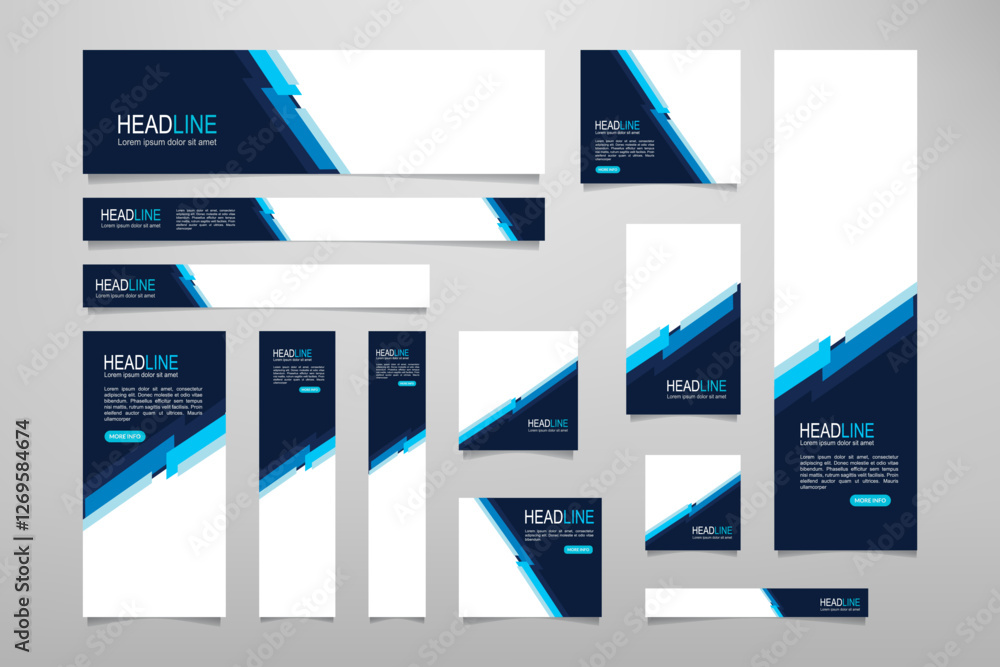 Aufkleber set of promotion kit banner template design with modern and minimalist concept user for web page, ad