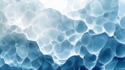 Abstract geometric background with bubbles and foam effect in white and light blue tones representing underwater currents