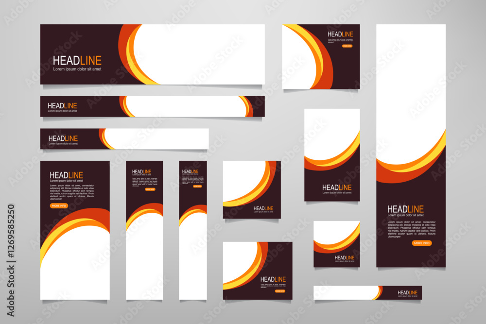 Poster set of promotion kit banner template design with modern and minimalist concept user for web page, ad