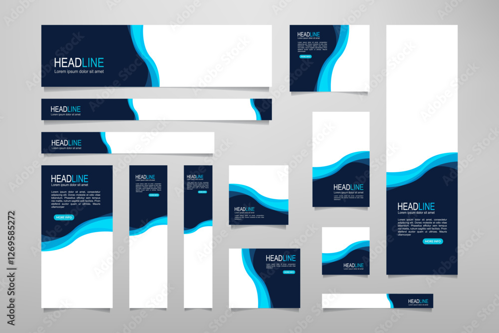 Poster set of promotion kit banner template design with modern and minimalist concept user for web page, ad