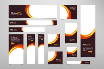 Set of promotion kit banner template design with modern and minimalist concept user for web page, ads, banner, annual report, footer, background