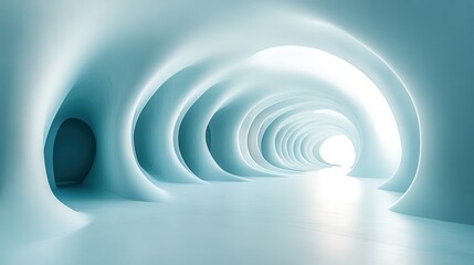 Obraz premium Soft cascading arches in gradient turquoise and silver create a fluid abstract environment