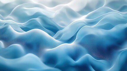 Fototapeta premium Soft geometric shapes create a dreamlike representation resembling a waterfall in blue and turquoise hues