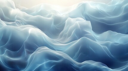 Obraz premium Dreamlike abstract geometric background with soft blue and turquoise blurred shapes resembling a tranquil waterfall