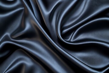 Fototapeta premium Closeup of black satin fabric texture background with copy space.