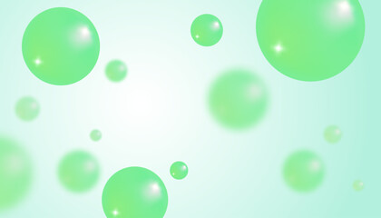 Vector abstract background with green bubbles. Trendy vector background in realistic style.