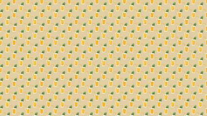 フルーツジュースのかわいいグラスとストローのパターン背景