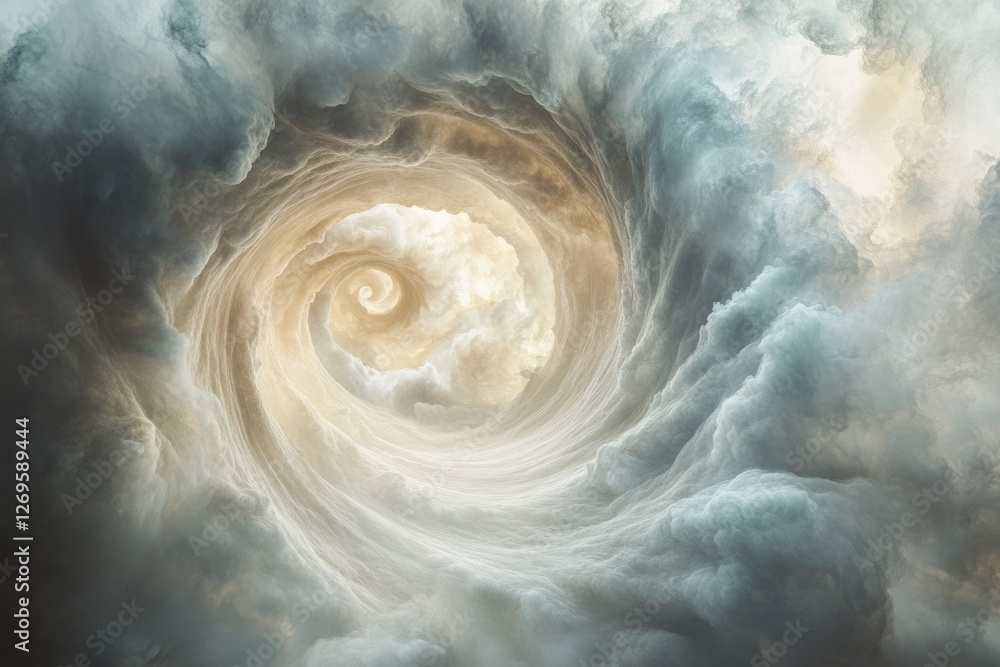 Poster a swirling vortex of clouds creates a mesmerizing, ethereal tunnel of light and shadow.