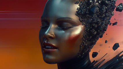 Surreal Portrait with Dynamic Texture and Color Contrast