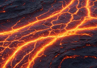 A realistic close-up of magma texture