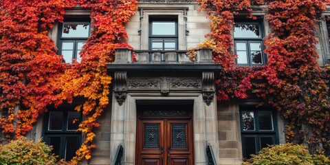 Autumn Foliage on Building Exterior