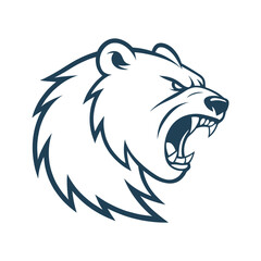 snarling bear silhouette vector line art logo design