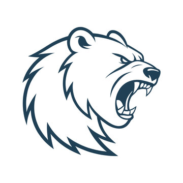 snarling bear silhouette vector line art logo design