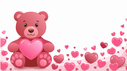 Obraz premium ハートを持ったかわいいクマ、コピースペース、イラスト