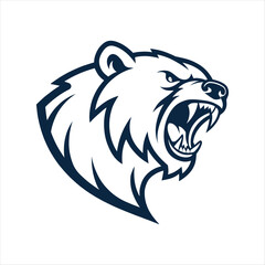 snarling bear silhouette vector line art logo design