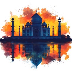 watercolor modern Ramadan design with mosque