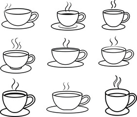 cup of coffee line art design set