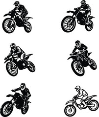 Riding in Style. Illustration Set of a Modern Biker Sitting on a Motorcycle.