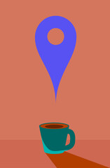 cafe local azul en la ma&ntilde;ana