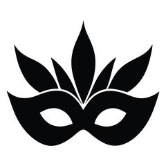 masquerade mask silhouette vector with feathers, modern and stylish mask vector art illustration on white background