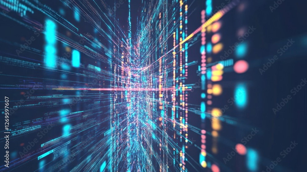 Poster Abstract rendering shows data streams and digital information flow