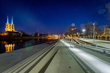 Wroclaw promenade river cathedral church