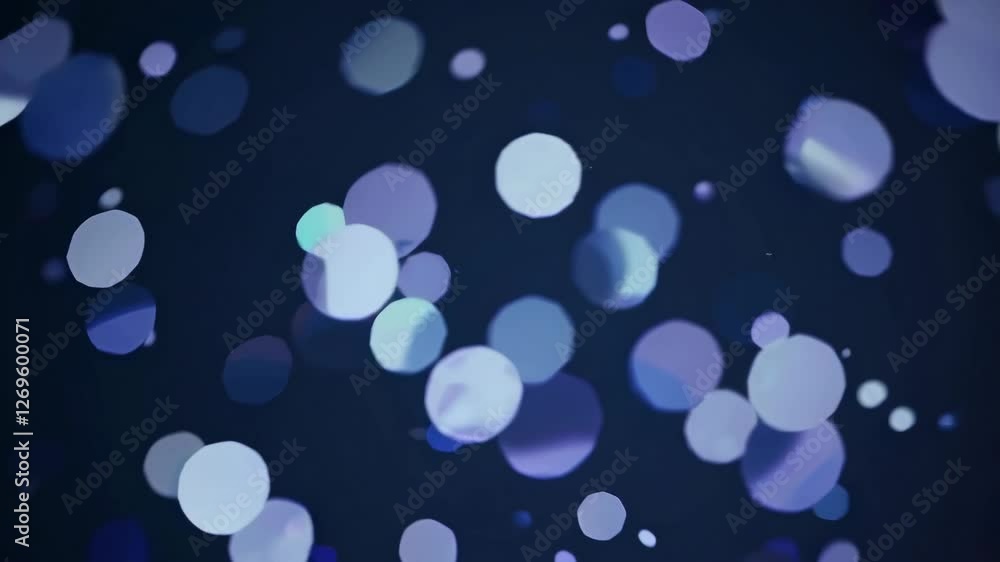 Poster Dark blue abstract background with moving particles and bokeh. video animation with seamless loop