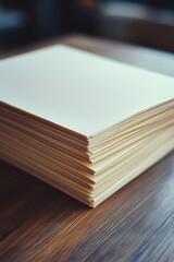 Stack of paper on wood table