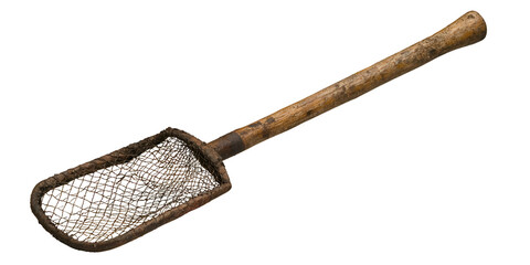Capturing nature's beauty butterfly net with delicate mesh and wooden handle transparent background