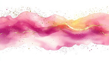 Soft Watercolor Blush Pink Pearl Line Art with Artistic Border and Texture