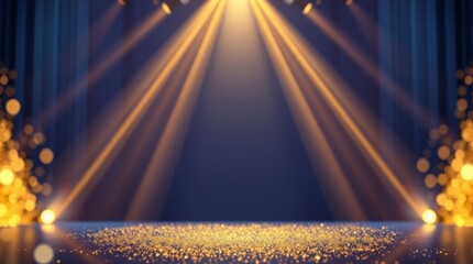 Golden Stage Spotlight Glitter Background Image