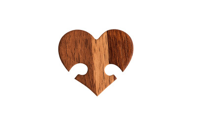 Decorative wooden heart cutout transparent background artistic design studio setting close-up view nature-inspired concept