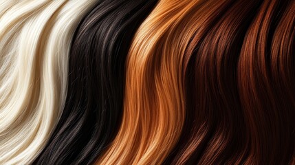 Fototapeta premium Hair colorful blonde brunette strands texture close up composition background