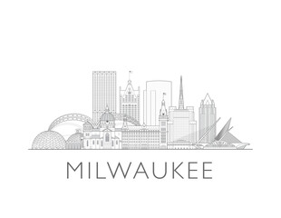 Fototapeta premium Milwaukee skyline. Hand drawn vector illustration. Linear style.