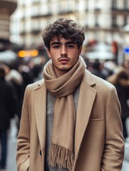 Naklejka premium Man on City Street