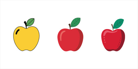 Apple hand drawn illustration on white background. apple vector set.