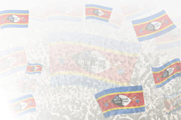 Celebratory Crowd with Swaziland Flags Background