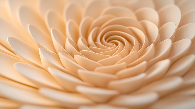 Intricate spiral design of a beige flower macro photography nature background close-up perspective artistic concept