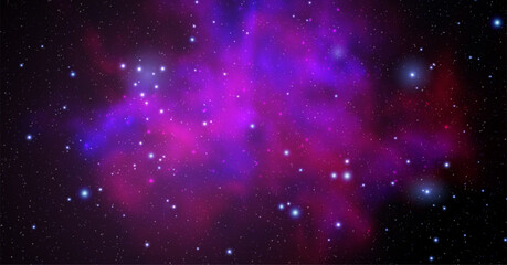 Space vector background with realistic nebula and shining stars. Magic colorful galaxy with stardust