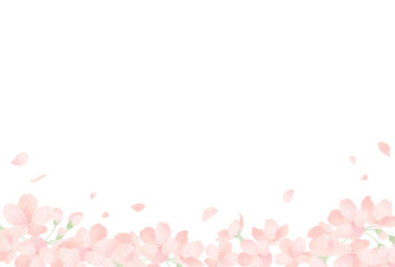 水彩風　桜のフレーム　春のメッセージカード